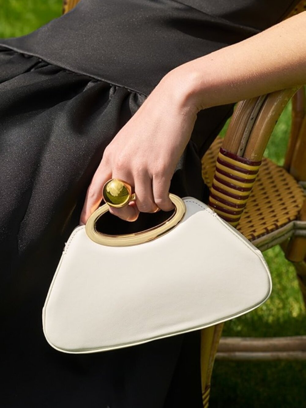 New Simkhai Mod Calfskin Ivory/Gold Tone Handle/Strap Handbag NWT